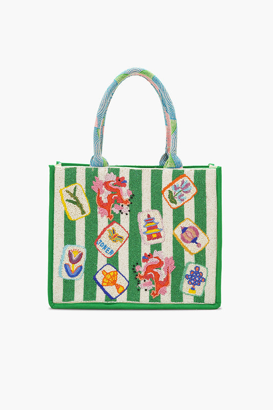 Mahjong Muse Fully Hand-Beaded Large Book Tote