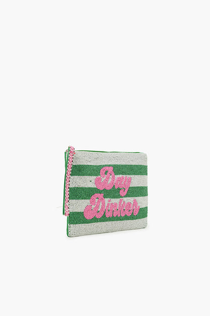 Pickleball Party Fully Hand-Beaded Top Zip Clutch