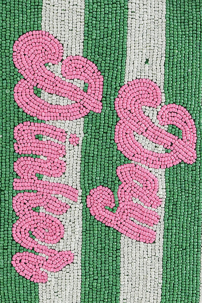 Pickleball Party Fully Hand-Beaded Top Zip Clutch