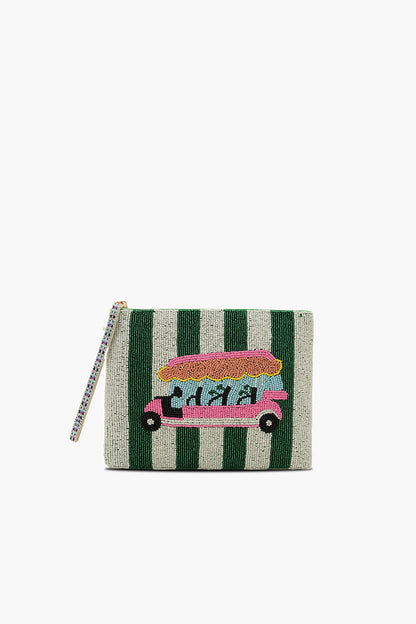 Golf Cart Getaway Fully Hand-Beaded Top Zip Clutch