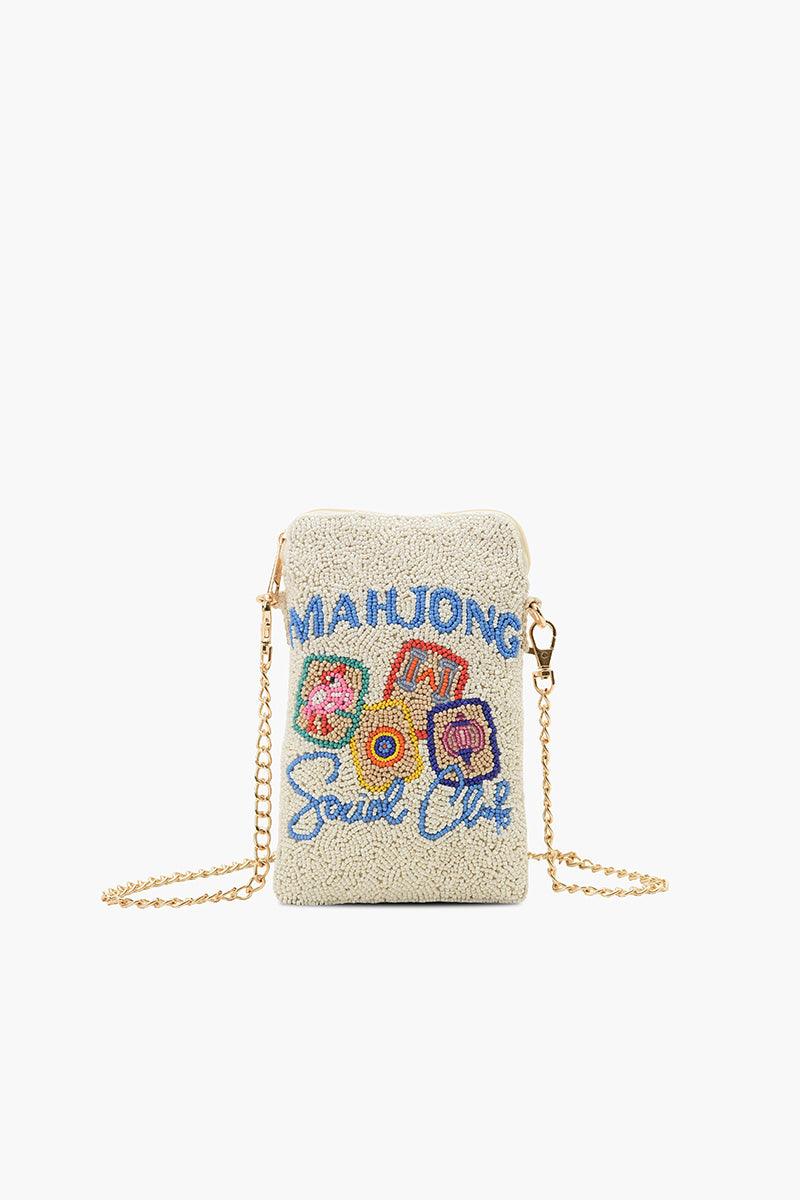 Mahjong Street Fully Hand-Beaded Crossbody Bag