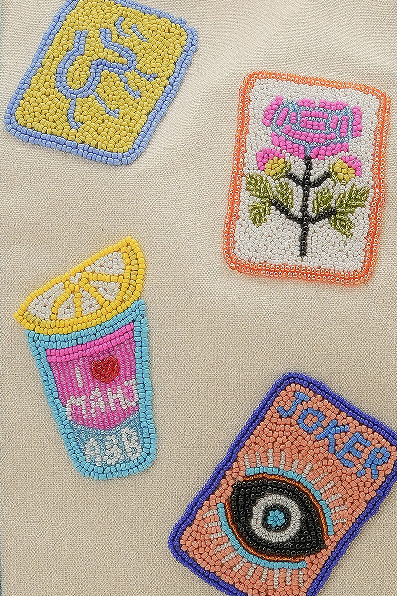 Mahjong Harbor Fully Hand-Beaded Large Boat Tote