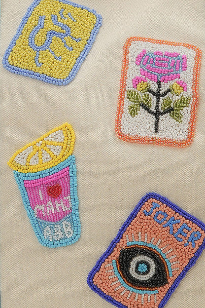 Mahjong Harbor Fully Hand-Beaded Large Boat Tote