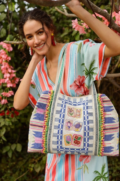 Mahjong Market Fully Hand-Beaded Large Tote