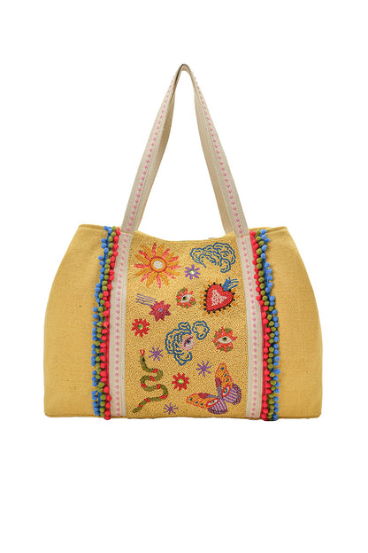 Whimsical Butterfly Beaded Oversized Tote