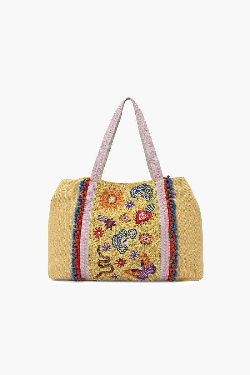 Whimsical Butterfly Beaded Oversized Tote