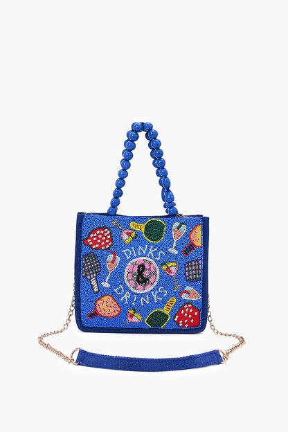 Dinks & Drinks Fully Hand-Beaded Large Statement Tote
