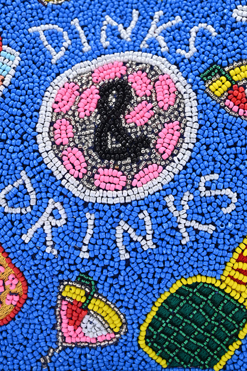 Dinks & Drinks Fully Hand-Beaded Large Statement Tote