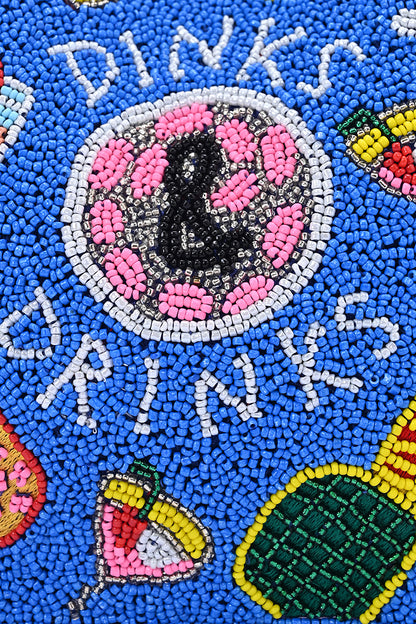 Dinks & Drinks Fully Hand-Beaded Large Statement Tote