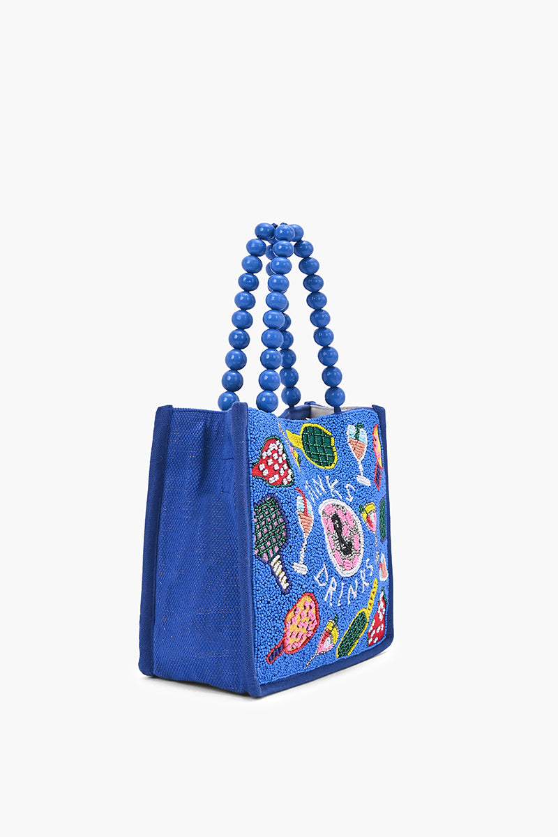 Dinks & Drinks Fully Hand-Beaded Large Statement Tote