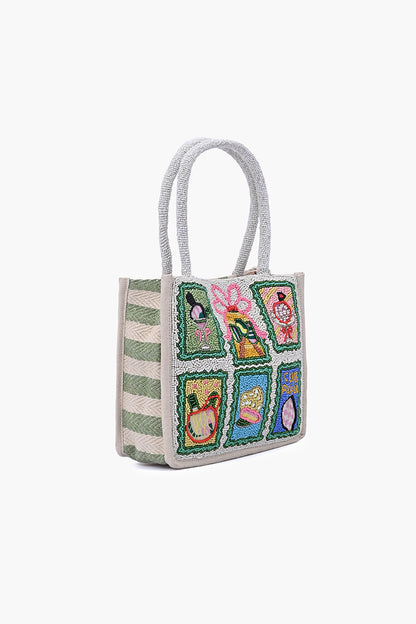 Pickleball Petite Hand-Beaded Small Tote