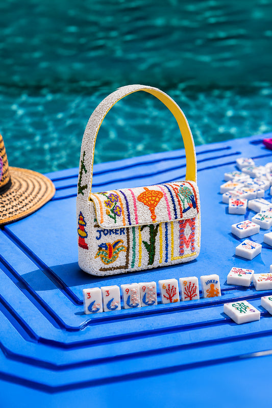 Mahjong Royale Fully Hand-Beaded Shoulder Bag