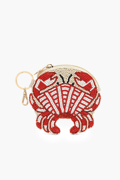 Crimson Crab Beaded Coin Pouch