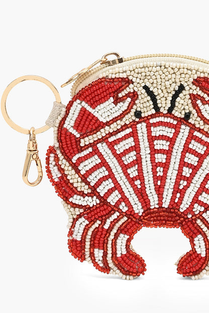 Crimson Crab Beaded Coin Pouch