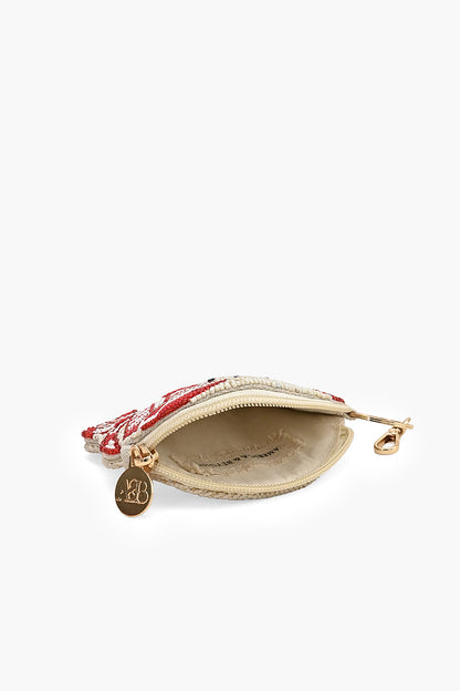Crimson Crab Beaded Coin Pouch