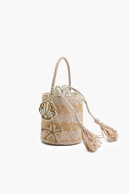 The Shoreline Shell Raffia Bucket Bag