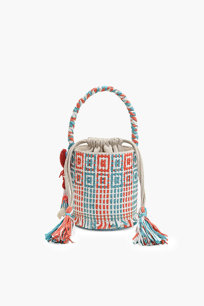 The Lobster Lattice Raffia Bucket Bag