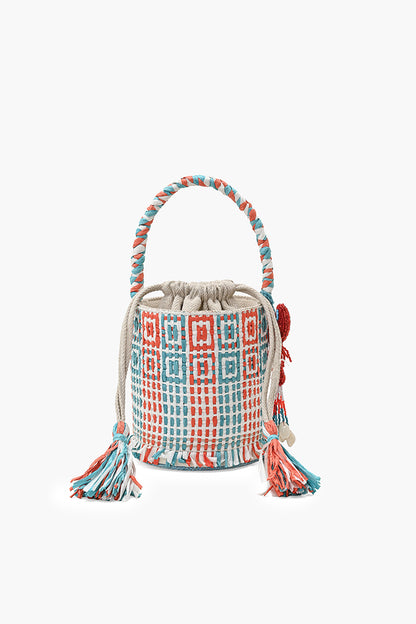 The Lobster Lattice Raffia Bucket Bag