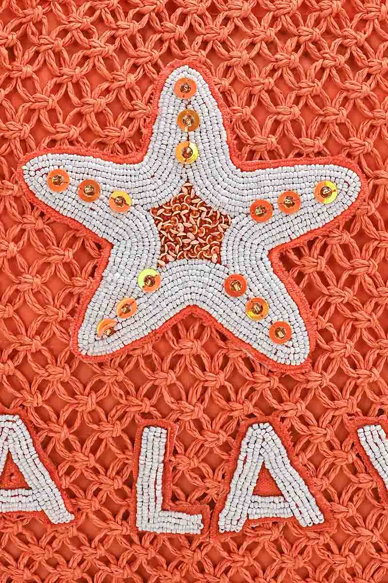Sea La Vie Coral Raffia Beach Tote