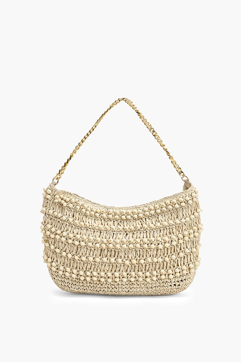 Ivory Peak Raffia Beaded Shoulder Bag