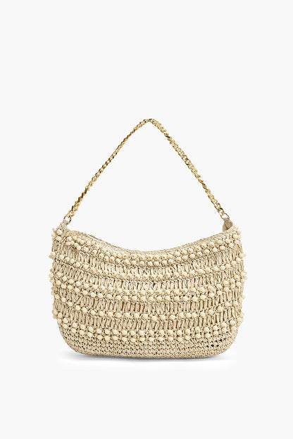Ivory Peak Raffia Beaded Shoulder Bag