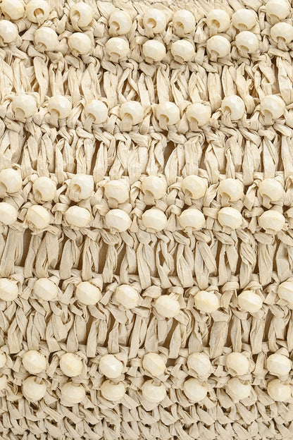 Ivory Peak Raffia Beaded Shoulder Bag