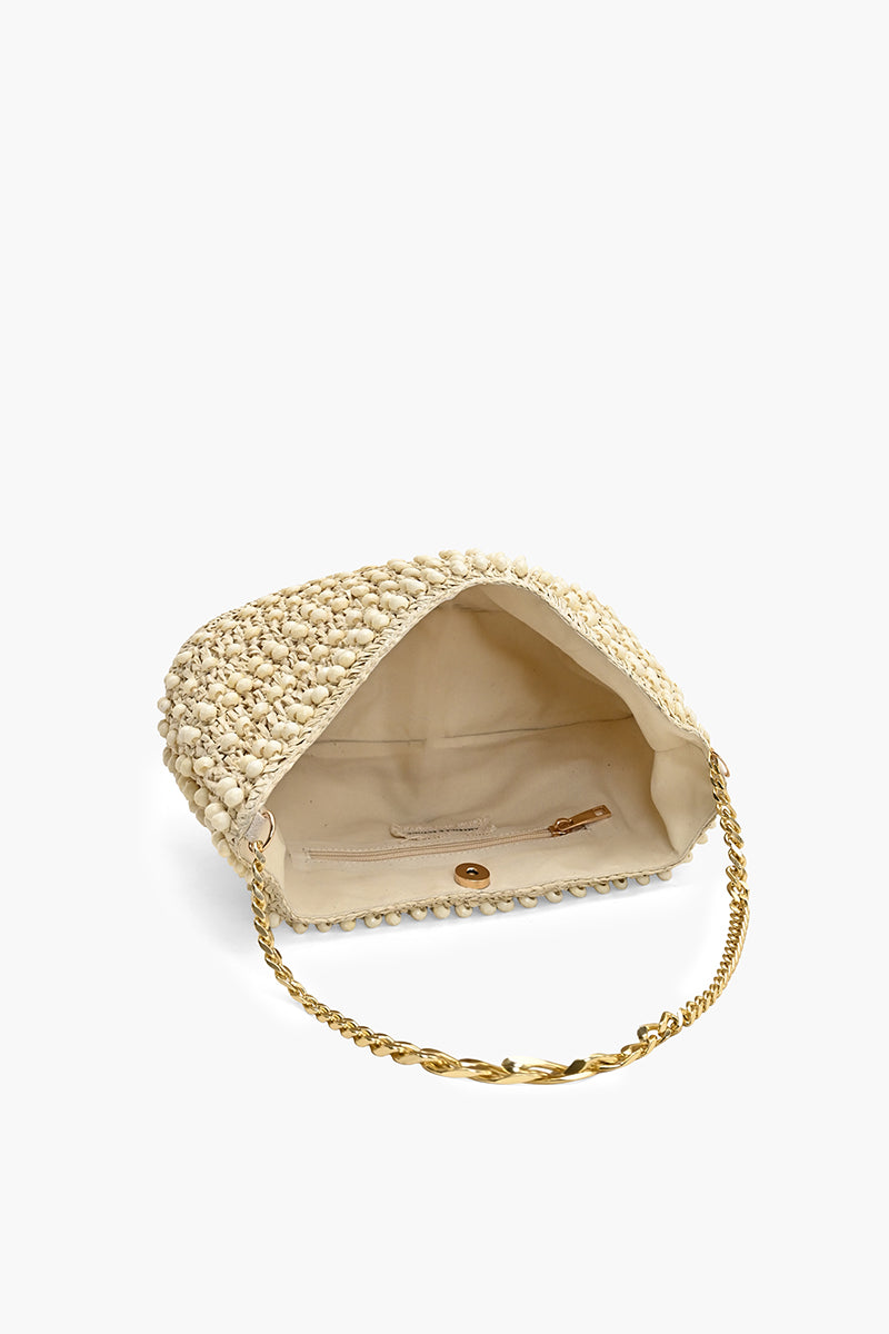 Ivory Peak Raffia Beaded Shoulder Bag