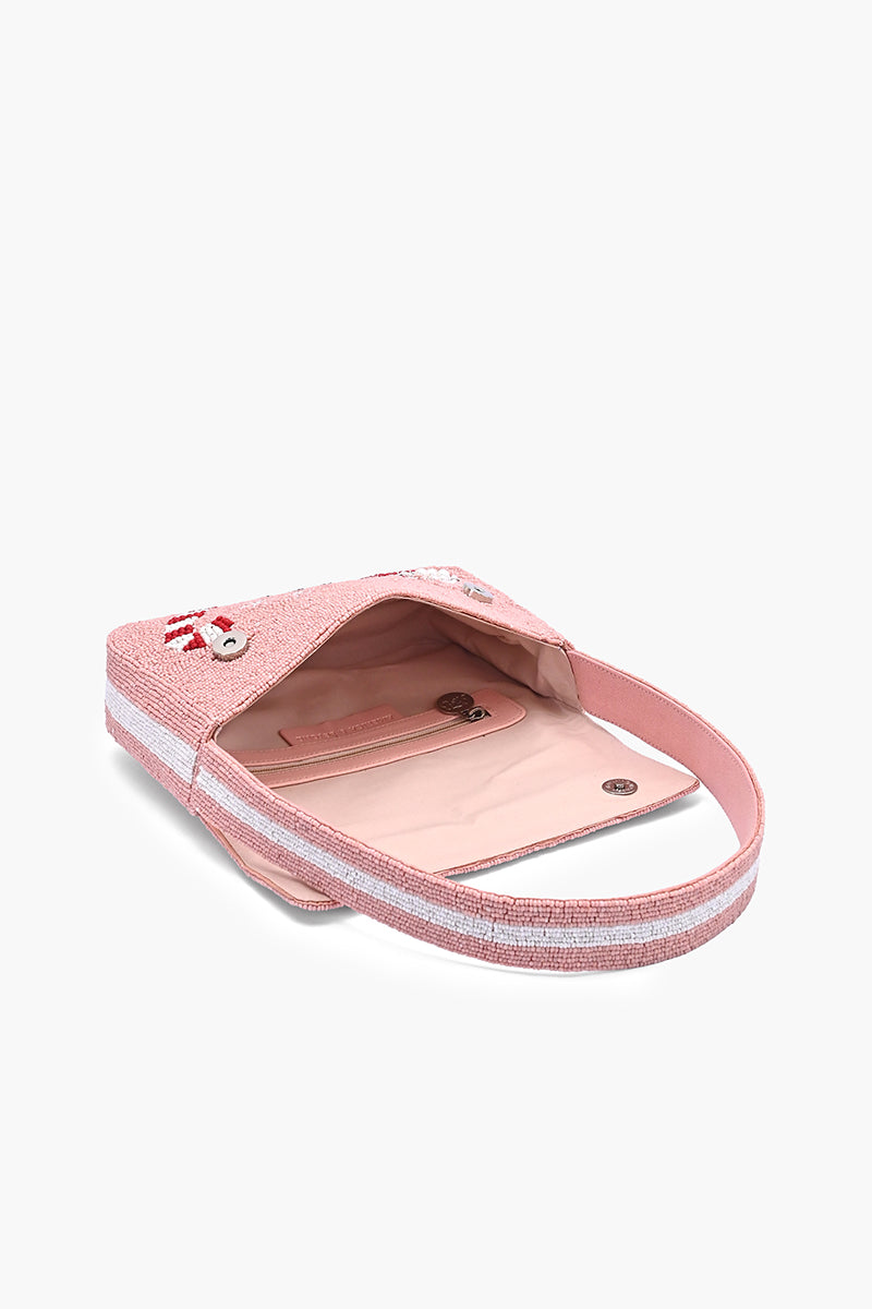 Pink sandal with white sole on a white background