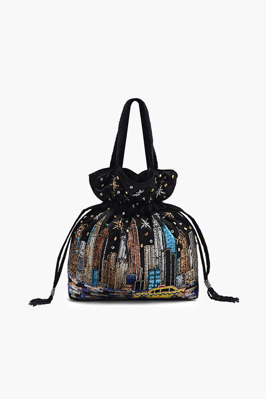 Manhattan Starry Night Drawstring Bag