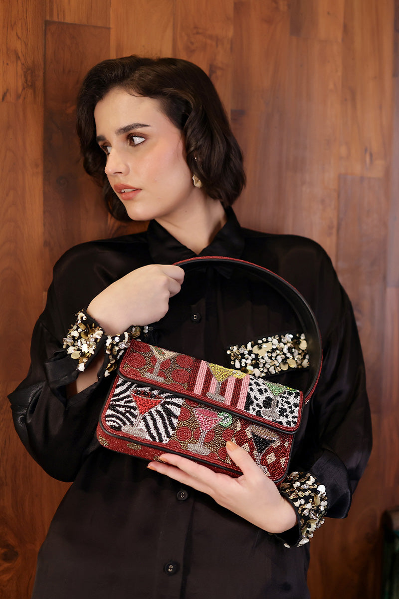 The Cocktail Hour Beaded Shoulder Bag