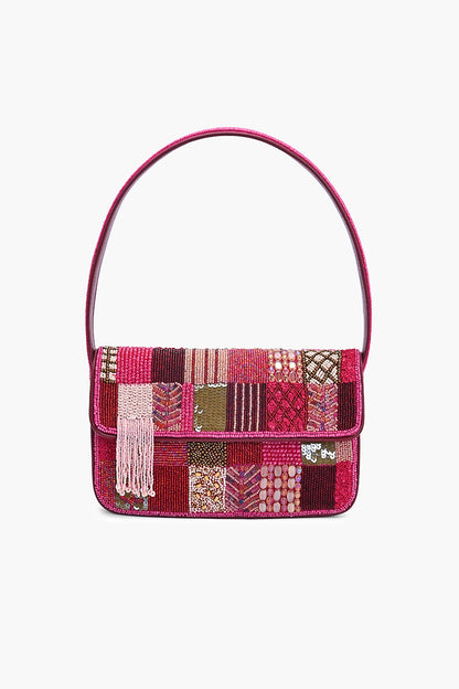 Fuchsia Mosaic Beaded Shoulder Bag