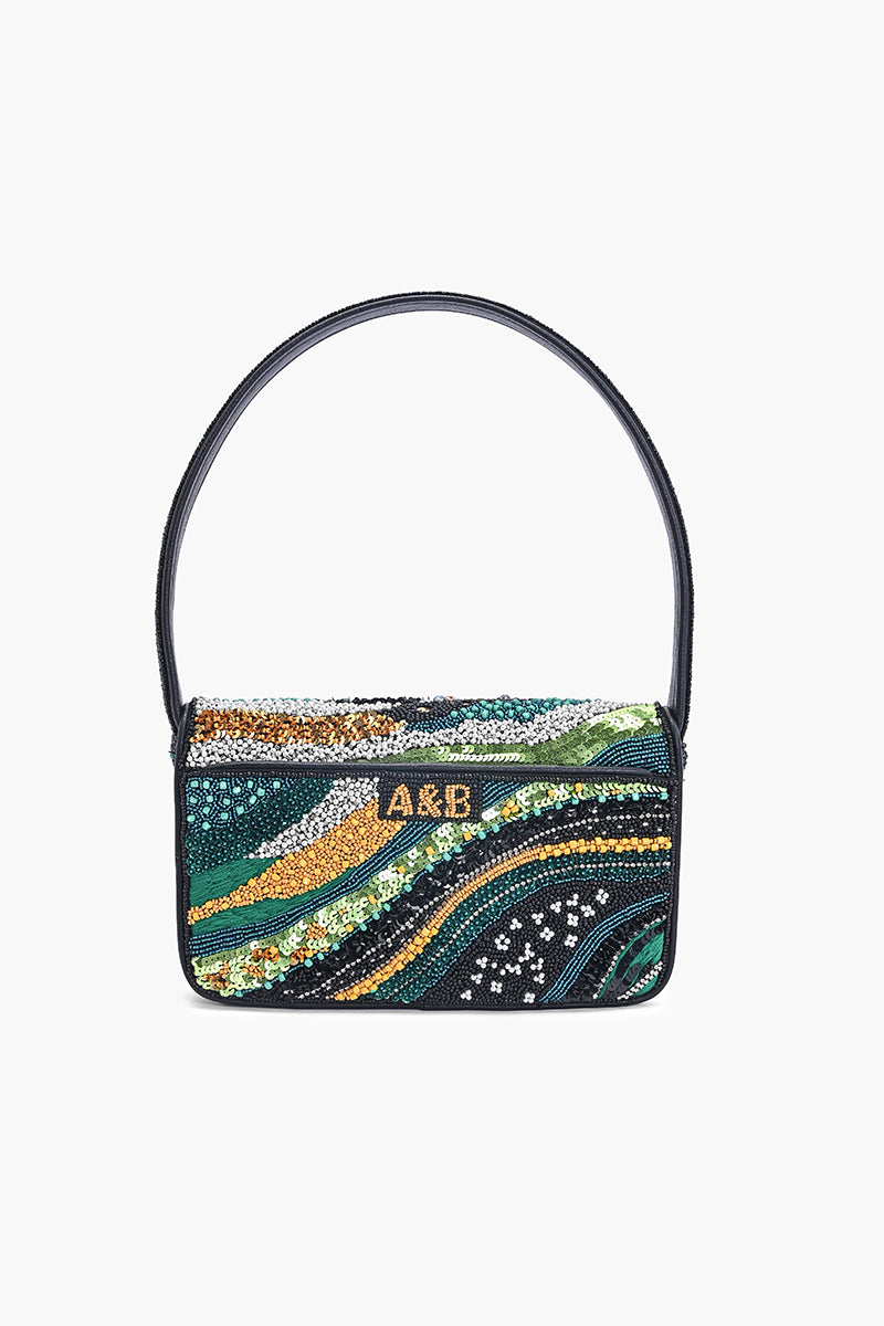 Midnight Aurora Beaded Shoulder Bag