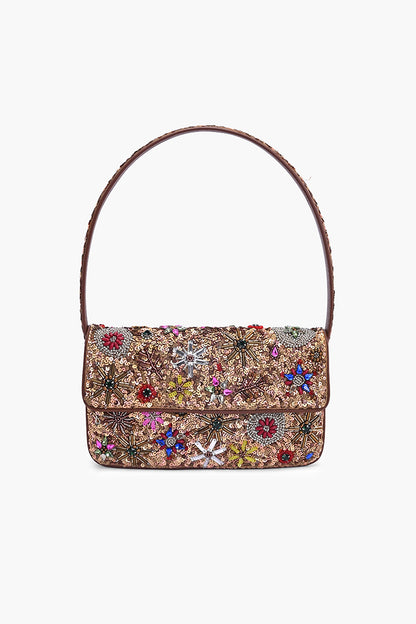 Champagne Blossom Beaded Shoulder Bag