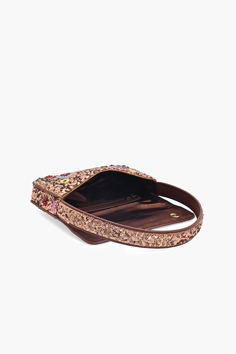 Champagne Blossom Beaded Shoulder Bag