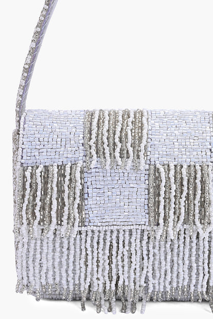 Ivory Fringe Beaded Shoulder Bag