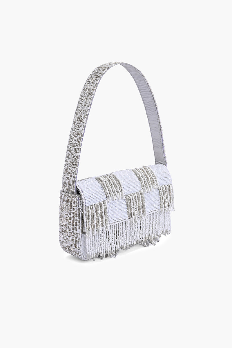 Ivory Fringe Beaded Shoulder Bag
