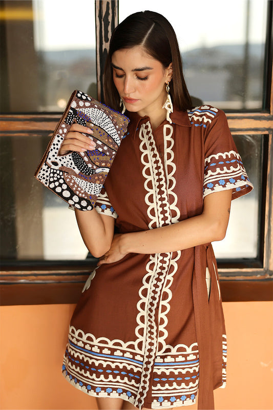 Untamed Elegance Beaded Clutch Bag