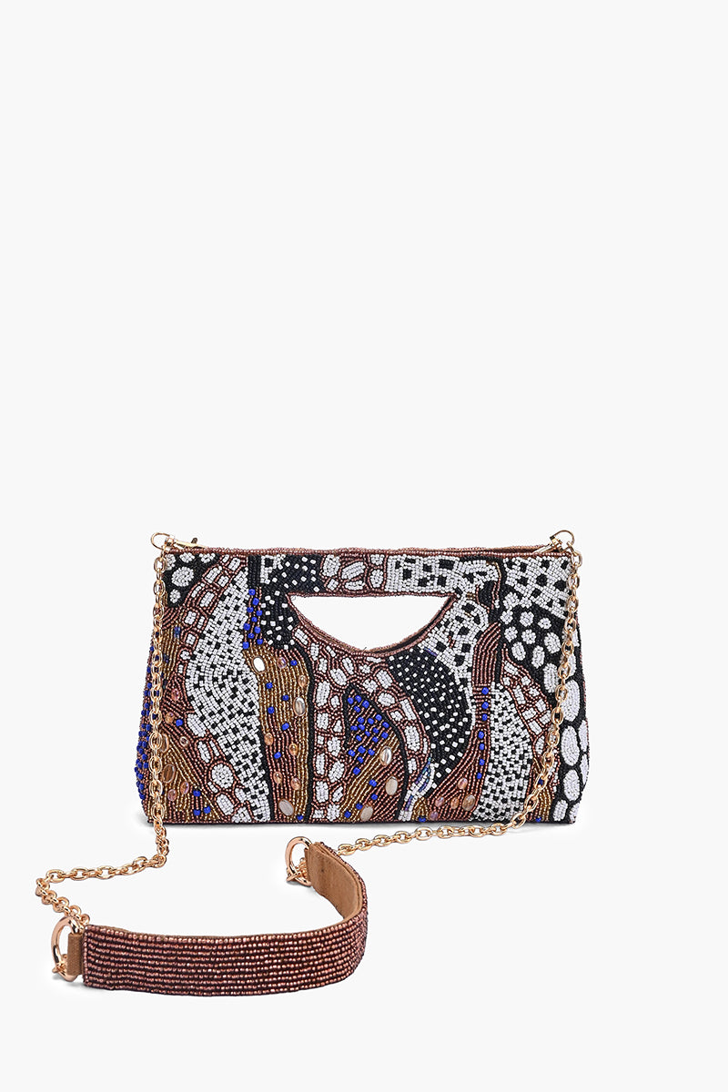 Untamed Elegance Beaded Clutch Bag