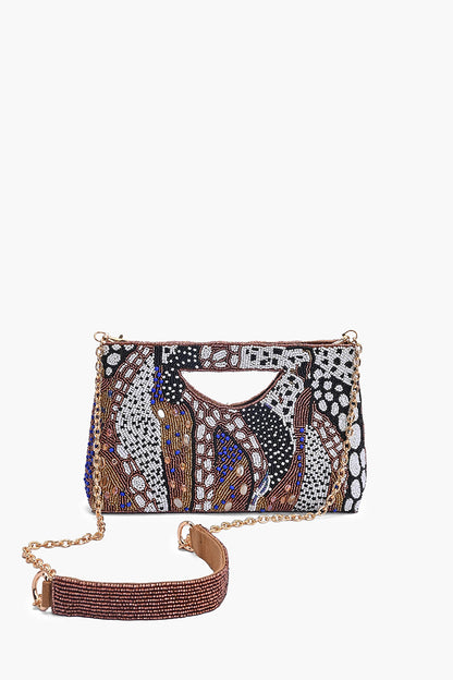 Untamed Elegance Beaded Clutch Bag