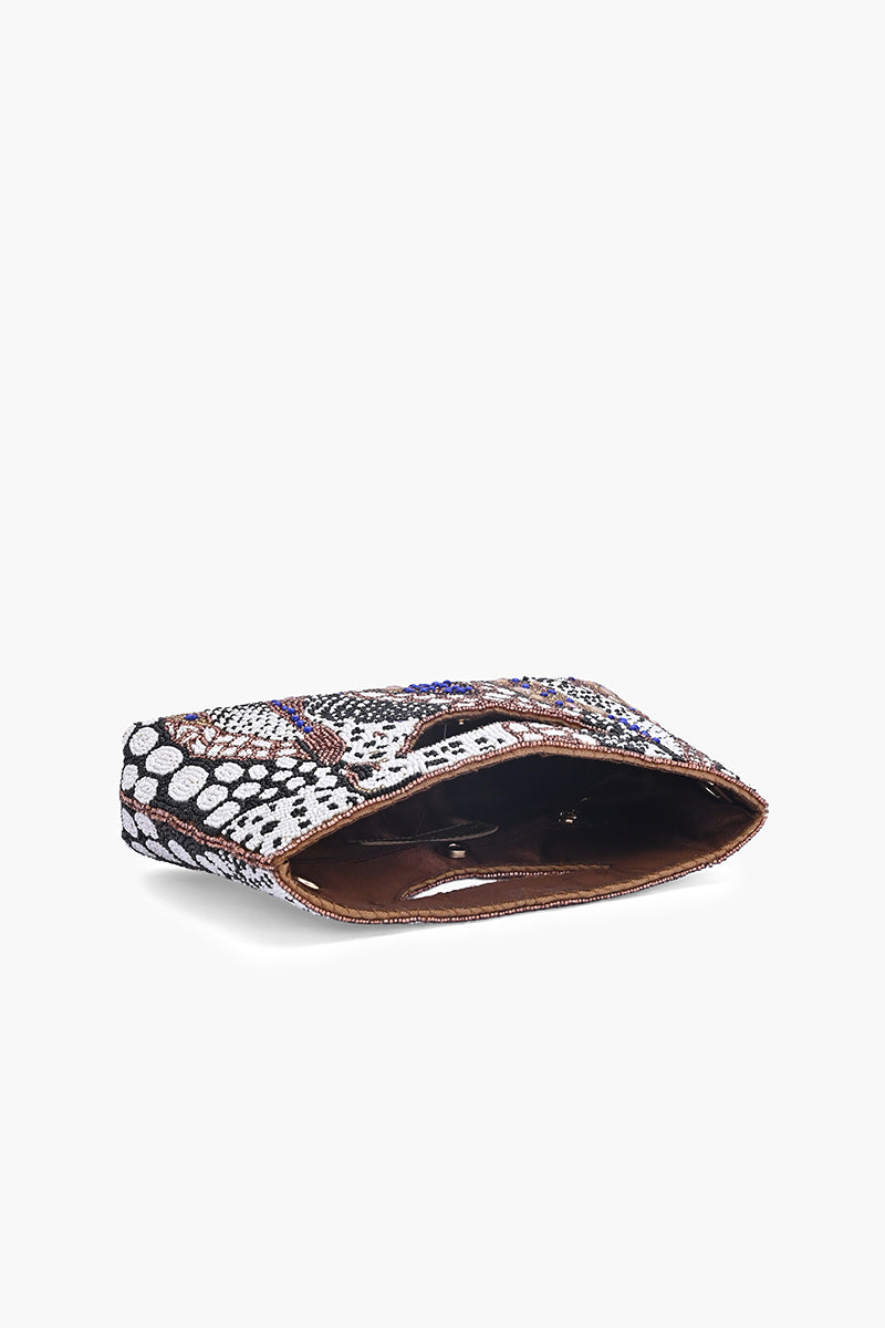 Untamed Elegance Beaded Clutch Bag