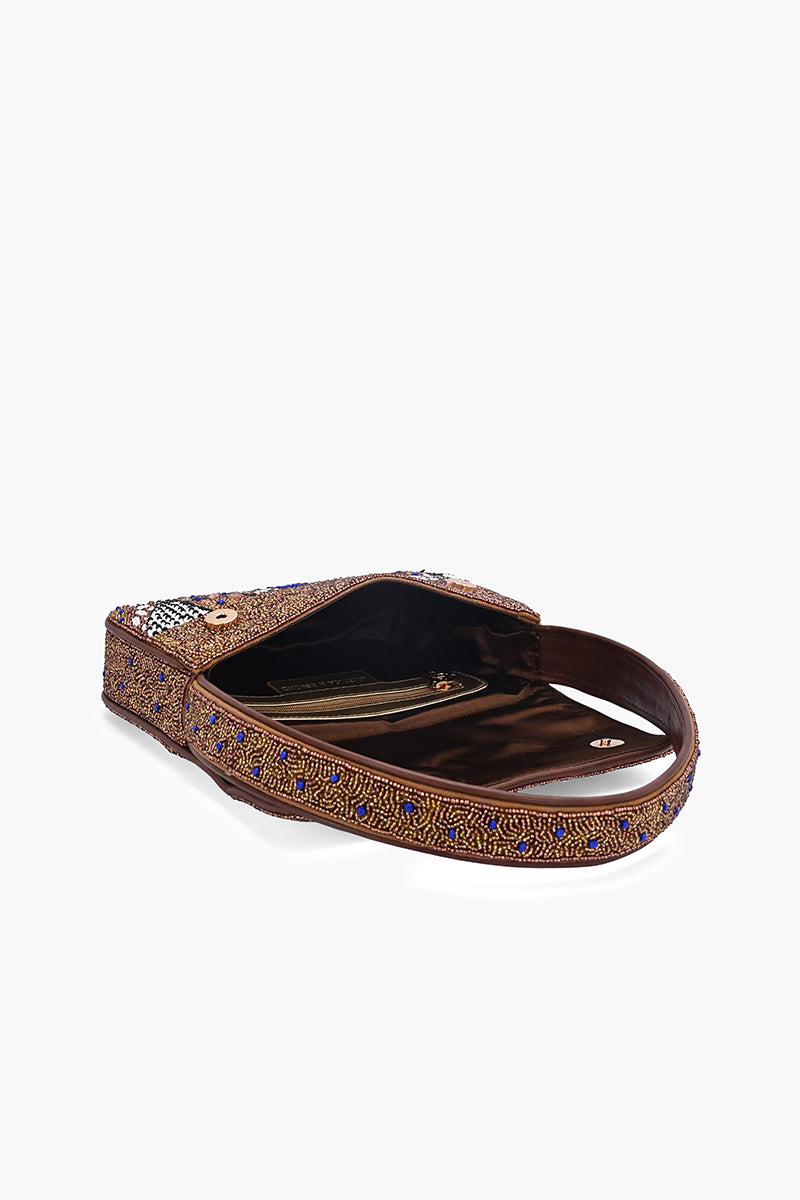 Untamed Elegance Beaded Shoulder Bag