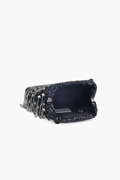 Onyx Glam Fringe Evening Clutch