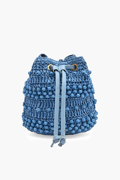 Blue Lagoon Raffia Drawstring Bag