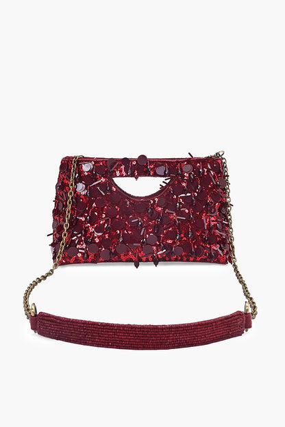 Ruby Radiance Embellished Clutch