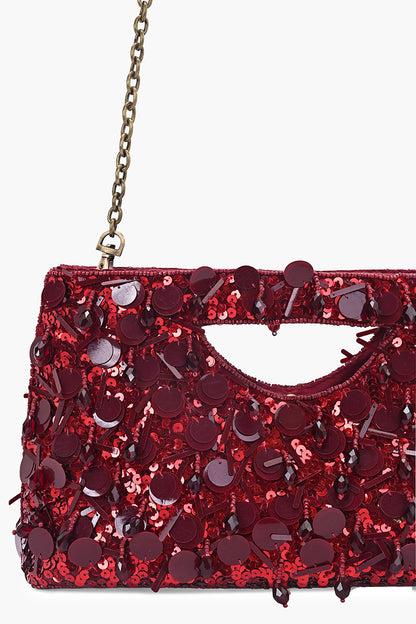 Ruby Radiance Embellished Clutch