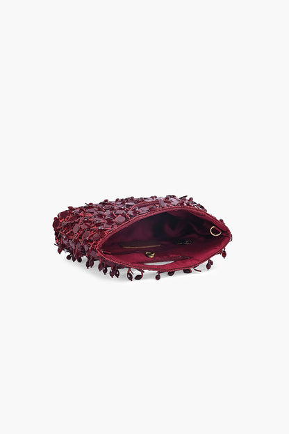 Ruby Radiance Embellished Clutch