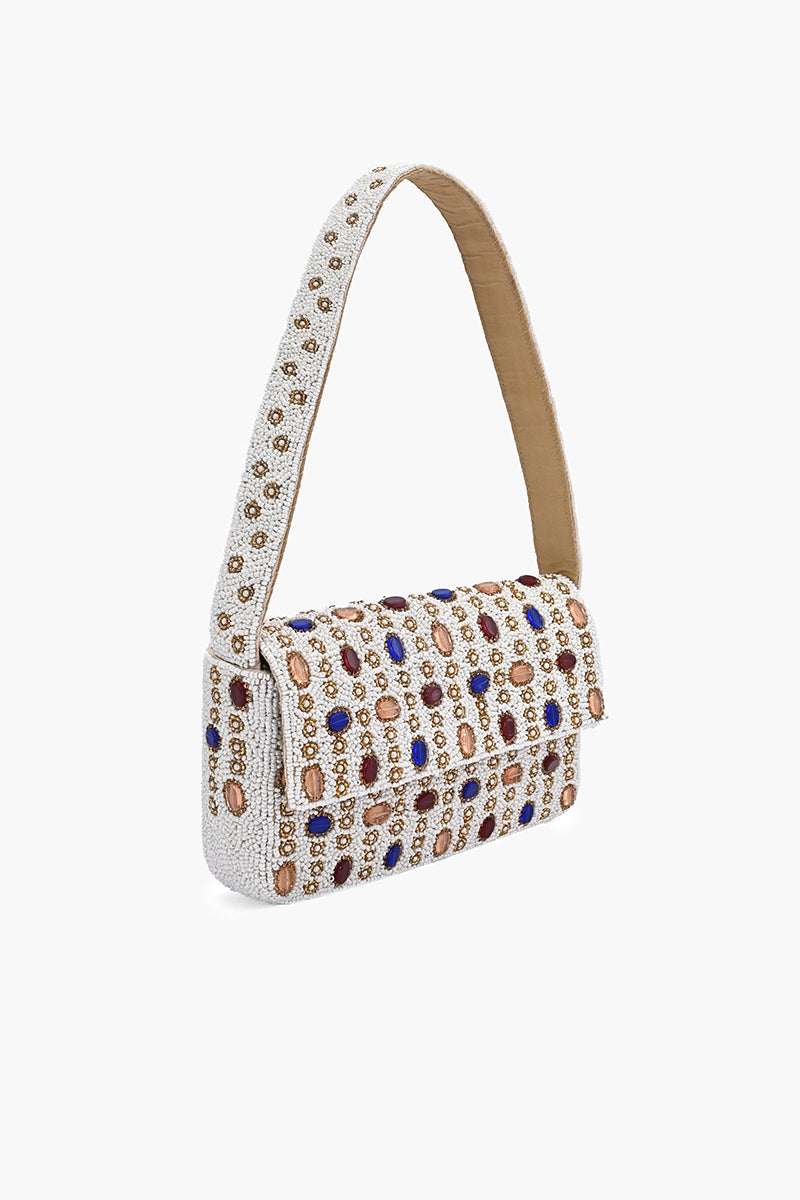 Ivory Jewel Beaded Shoulder Bag