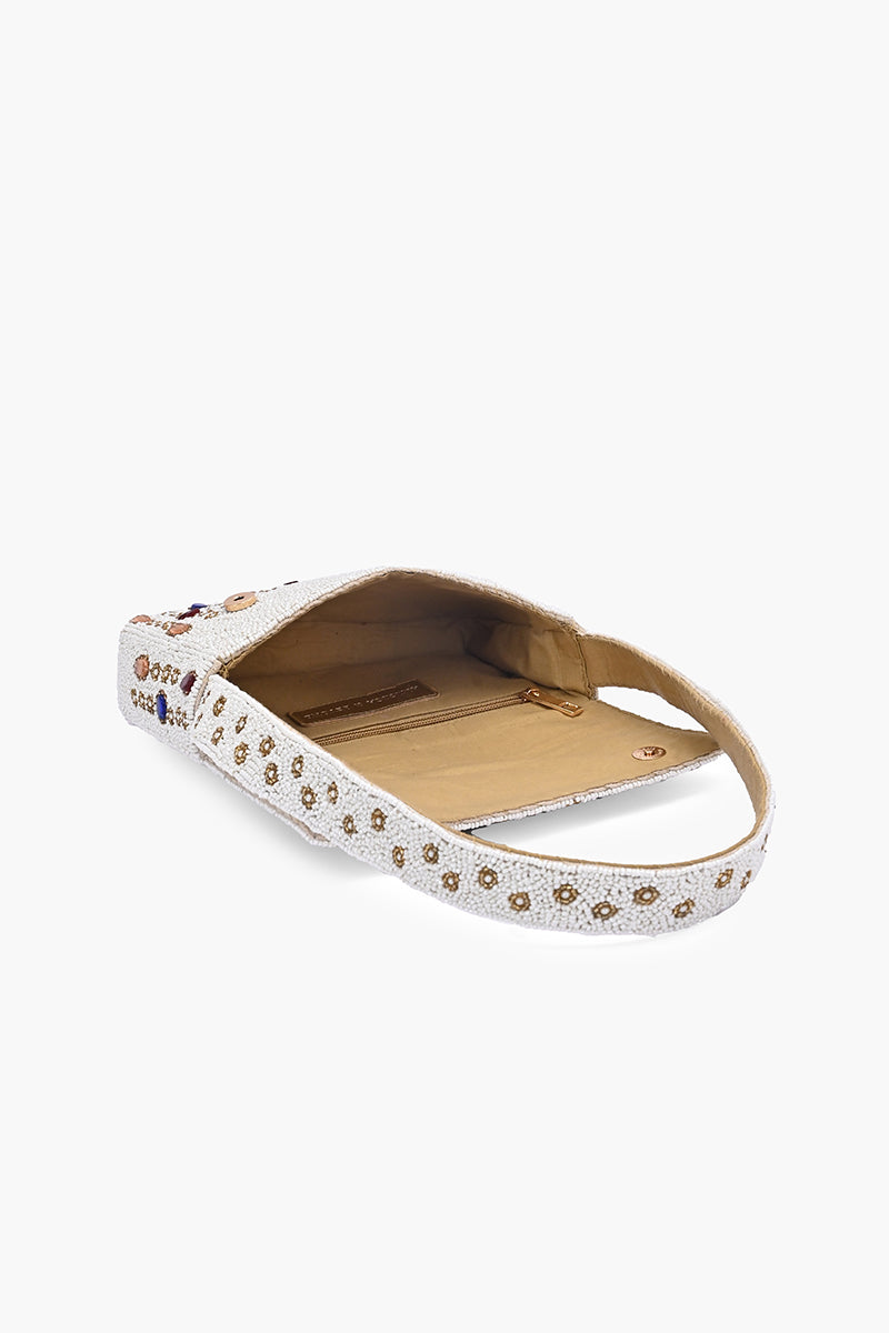 Ivory Jewel Beaded Shoulder Bag