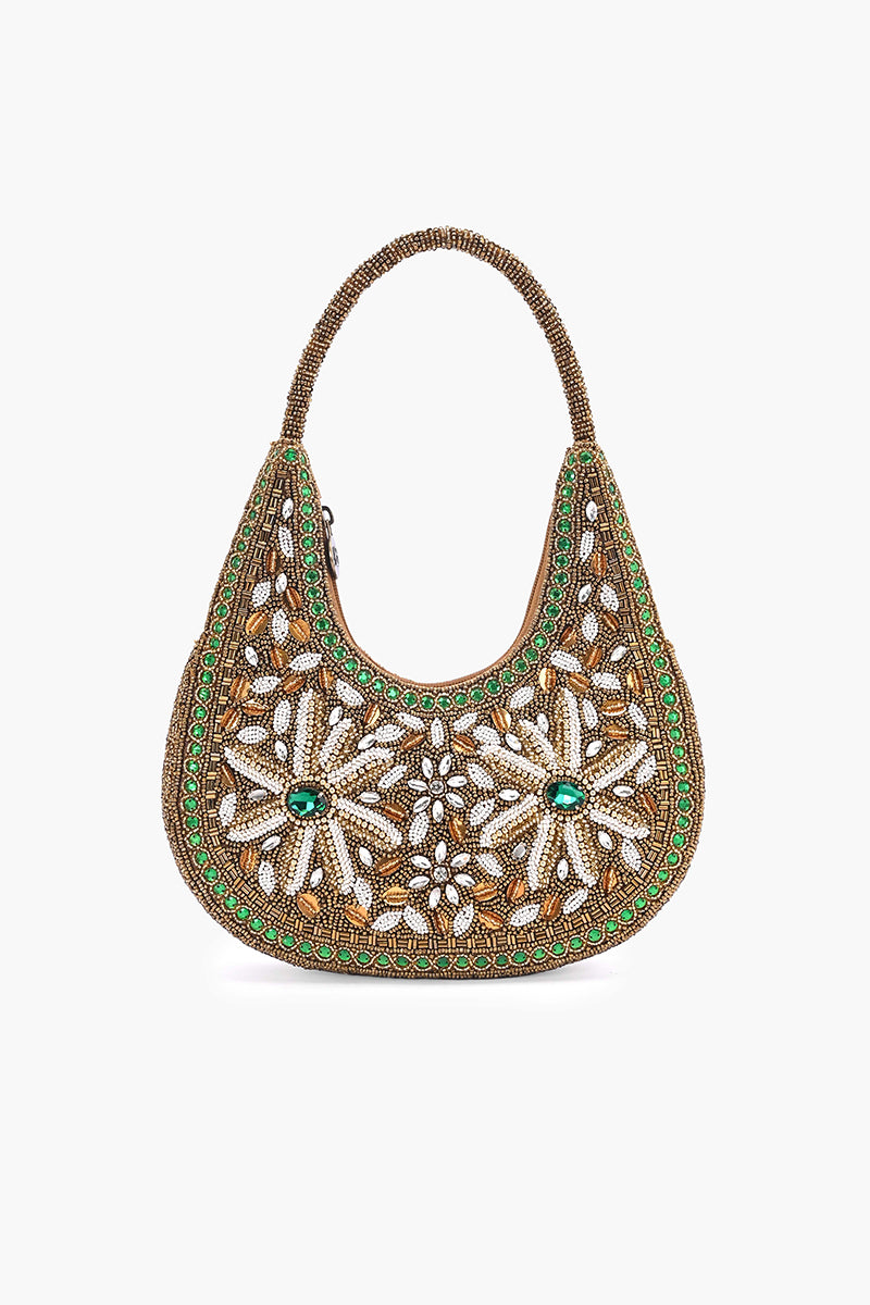 Heritage Bloom Beaded Hobo Bag