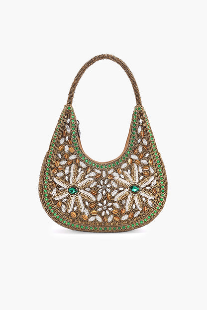 Heritage Bloom Beaded Hobo Bag
